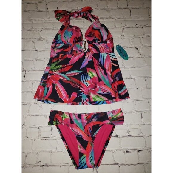Nwt Mynah Women's 2pc Tankini Tropical Print Size XS - Picture 1 of 3